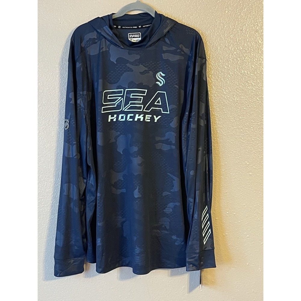 Men's 3XL NWT Seattle Kraken NHL Fanatics Authentic Pro Camo Pullover Hoodie‎